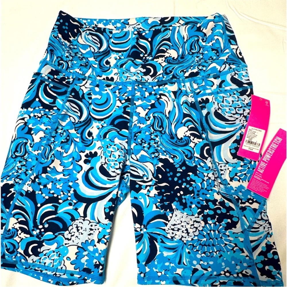 Lilly Pulitzer Blue and White Patterned Bike Shorts